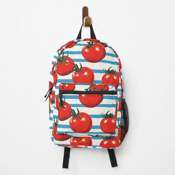 Item preview, Mediterranean Pomodoro Pattern – Red Tomatoes on White with Soft Blue Lines designed and sold by EmeraldeaArt.