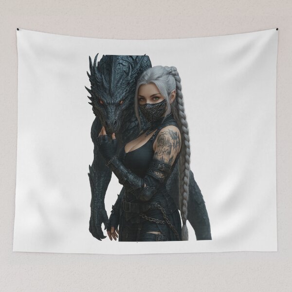 Item preview, Dragon Warrior with Dark Armor | Fantasy Art designed and sold by NeonCore.