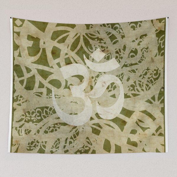 Item preview, OM Central with Lotus Spiral of Light – Sage Green & Sand OM Lotus Spiral designed and sold by 	aluzia.design.