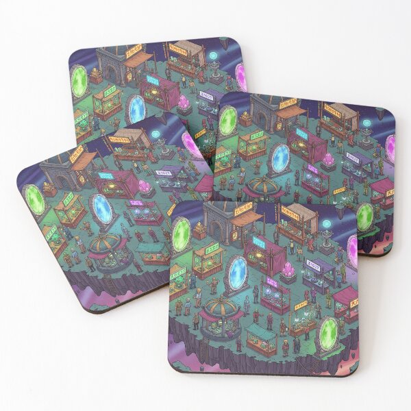Item preview, Interdimensional Market Island | Vibrant and Fantastic Isometric Illustration designed and sold by InspireHaven.