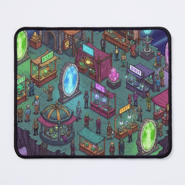 Item preview, Interdimensional Market Island | Vibrant and Fantastic Isometric Illustration designed and sold by InspireHaven.