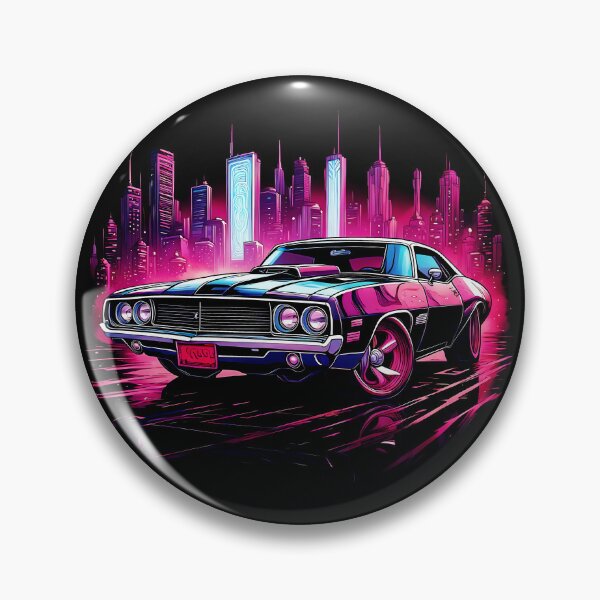 Artikelvorschau, Neon Muscle Car in Cyber City – Retro Futuristic Vibes entworfen und verkauft von Pixel-Up.