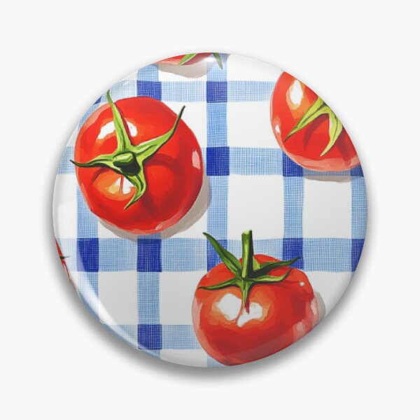 Item preview, Pomodoros on Blue Gingham – Mediterranean Tomato Pattern designed and sold by EmeraldeaArt.