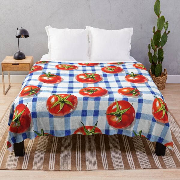 Item preview, Pomodoros on Blue Gingham – Mediterranean Tomato Pattern designed and sold by EmeraldeaArt.