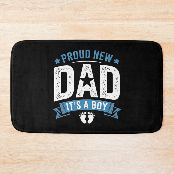 Item preview, Proud New Dad Announcement for Baby Boy with Blue Banner and Footprints designed and sold by love3617.