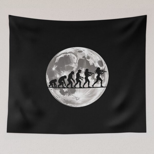 Item preview, Evolution of Man to Musician - Violin Player Walking to the Moon designed and sold by love3617.