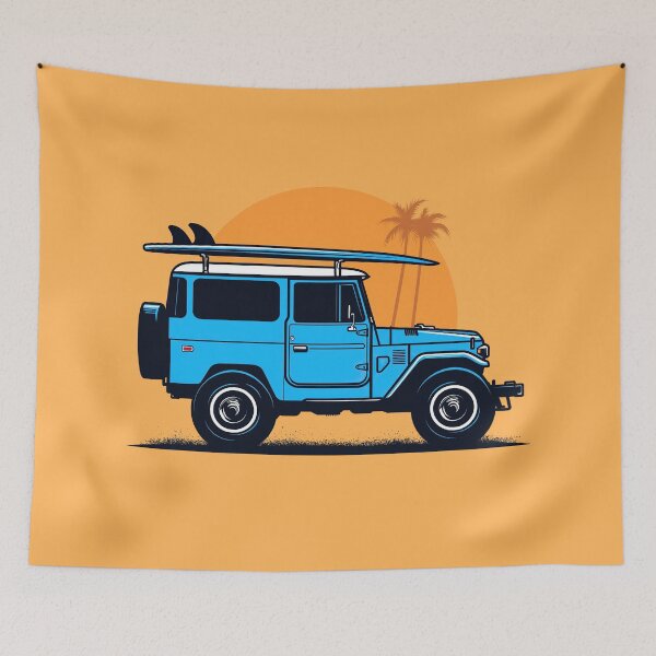 Item preview, Toyota Land Cruiser Blue J40 Surf Beach Day designed and sold by blackdogshop.