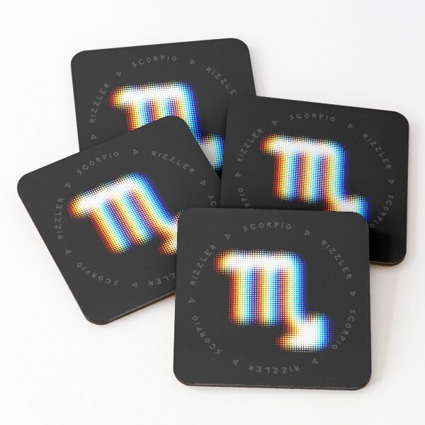 Item preview, Scorpio Glitch – Intense Halftone Zodiac Symbol in Neon Shadows designed and sold by H Jonas.