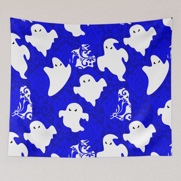 Item preview, blue damask ghost halloween paranormal apparition designed and sold by Gossip Rag.
