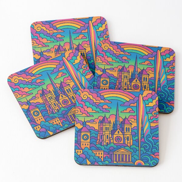 Item preview, Trippy Psychedelic Art of Geneva | Colorful Swiss City | Surreal Travel Vibes | Retro Urban Poster | Groovy Europe Wall Decor designed and sold by PaintedPixels01.
