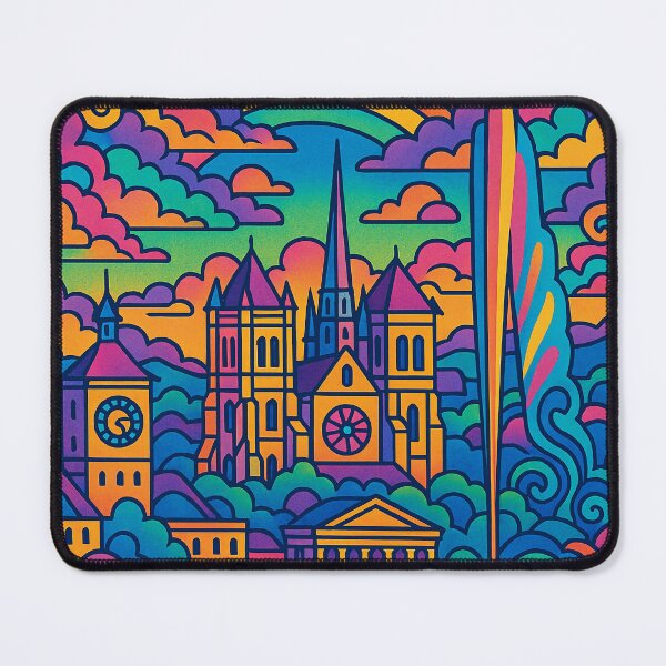 Item preview, Trippy Psychedelic Art of Geneva | Colorful Swiss City | Surreal Travel Vibes | Retro Urban Poster | Groovy Europe Wall Decor designed and sold by PaintedPixels01.