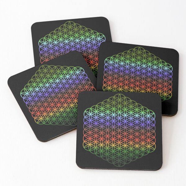 Item preview, Rainbow Flower Of Life Sacred Geometry Art Print designed and sold by ChaosEmporium.