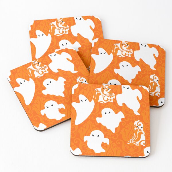 Item preview, orange damask ghost halloween paranormal apparition designed and sold by Gossip Rag.