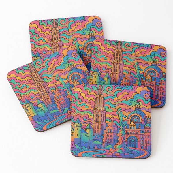 Item preview, Colorful Psychedelic City Poster of Antwerp | Trippy Belgium Wall Art | Vibrant Antwerp Illustration | Surreal Travel-Inspired Print designed and sold by PaintedPixels01.