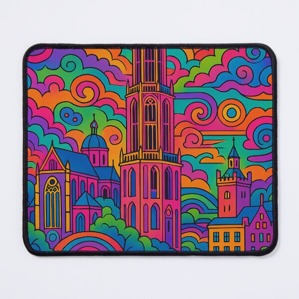 Item preview, Psychedelic Cityscape of Utrecht | Trippy Dutch Architecture | Surreal Utrecht Vibes | Colorful Netherlands Art Print designed and sold by PaintedPixels01.