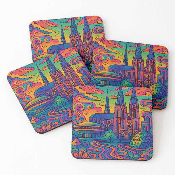 Item preview, Trippy Eindhoven Art | Psychedelic Cityscape | Colorful Dutch Architecture | Abstract Netherlands Poster designed and sold by PaintedPixels01.