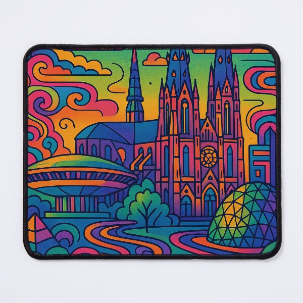 Item preview, Trippy Eindhoven Art | Psychedelic Cityscape | Colorful Dutch Architecture | Abstract Netherlands Poster designed and sold by PaintedPixels01.