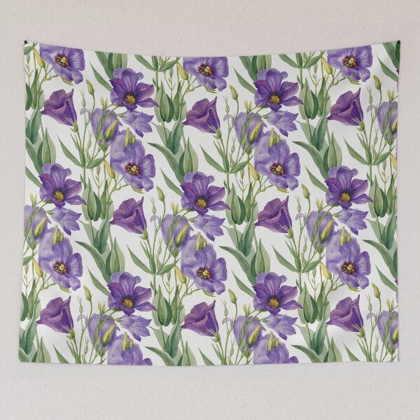 Item preview, Violet Purple Lilac Bellflowers & Green Leaves designed and sold by CatyArte.