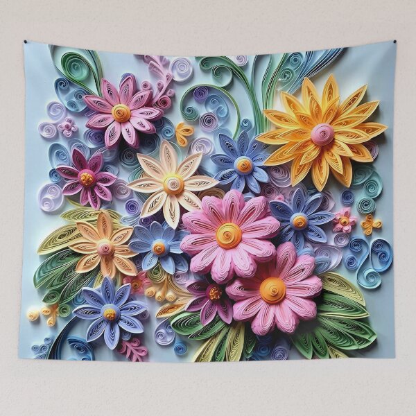 Item preview, 3-D Floral Digital Art In Pink, Yellow, Blue designed and sold by DEC02.