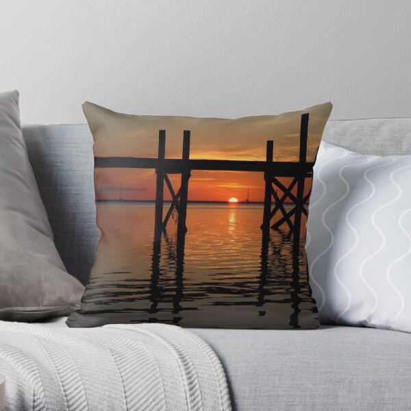 Other Shore Dock at Sunset Throw Pillow