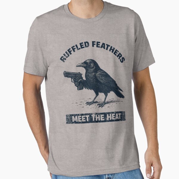 Item preview, Ruffled Feathers / Meet the Heat Crow Gun Funny Bird Dark Humor - Humorous Raven designed and sold by Cree8if.