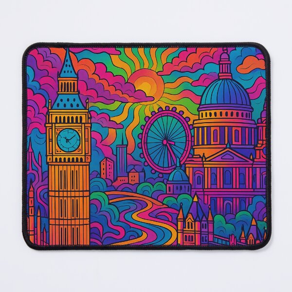Item preview, Colorful Psychedelic London Art | Trippy UK Cityscape | Groovy Big Ben Vibes | Retro London Illustration | Vibrant British Travel Wall Art designed and sold by PaintedPixels01.