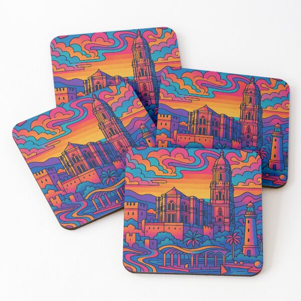 Artikelvorschau, Psychedelische Reisekunst aus Malaga | Lebendiges Spanien-Wandposter | Trippy mediterrane Stadtlandschaft | Retro-Sonnenuntergangsansicht von Malaga | Farbenfrohe andalusische Stimmung entworfen und verkauft von PaintedPixels01.