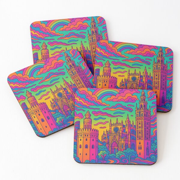 Item preview, Surreal Psychedelic City of Selville | Trippy Abstract Landscape | Vibrant Fantasy World | Dreamlike Townscape Art | Retro-Futuristic Color Explosion designed and sold by PaintedPixels01.