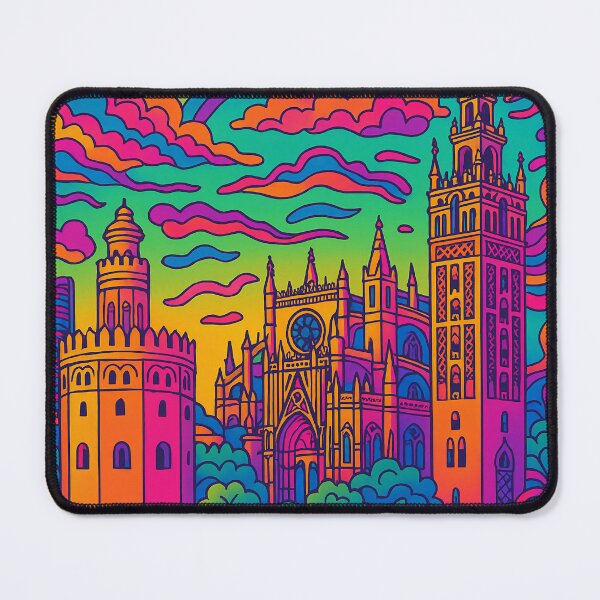 Item preview, Surreal Psychedelic City of Selville | Trippy Abstract Landscape | Vibrant Fantasy World | Dreamlike Townscape Art | Retro-Futuristic Color Explosion designed and sold by PaintedPixels01.