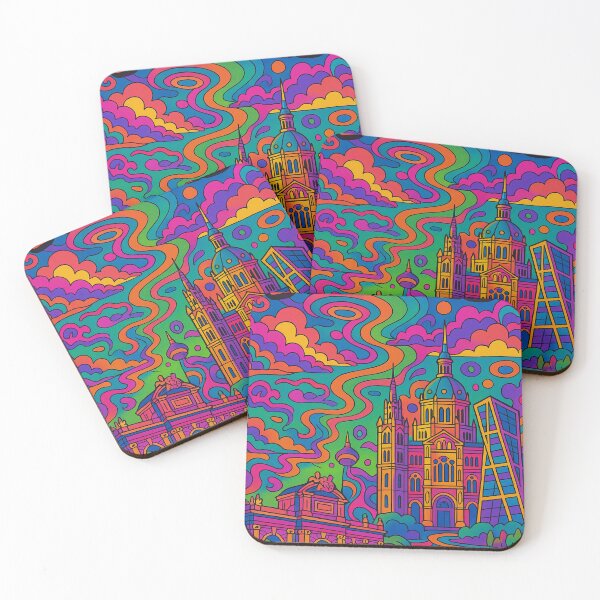 Item preview, Colorful Psychedelic Madrid | Trippy Spain Art | Retro Travel Vibes | Groovy Cityscape Wall Art designed and sold by PaintedPixels01.
