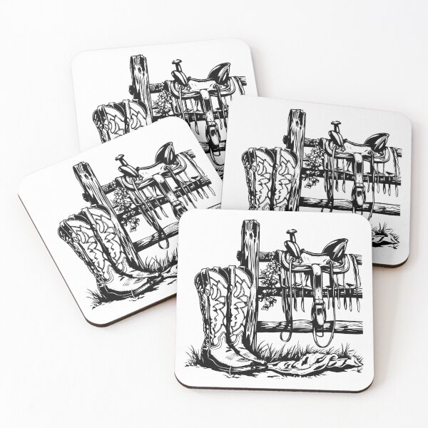 Item preview, Western Cowboy Boots and Saddle | Rustic Country Ranch Illustration designed and sold by inkoutninja.