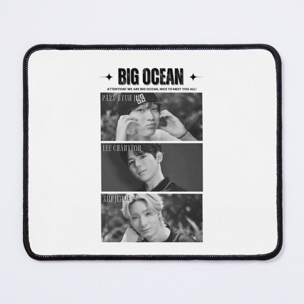 Item preview, Big Ocean Kpop Group Members Black and White Collage Design designed and sold by HELL0WBELLO.