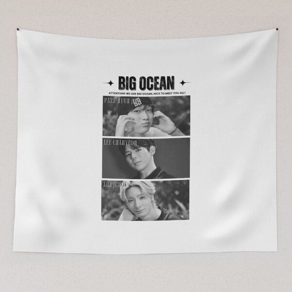 Item preview, Big Ocean Kpop Group Members Black and White Collage Design designed and sold by HELL0WBELLO.