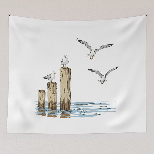 Item preview, Seagulls on Pilings designed and sold by TeeARTHY.