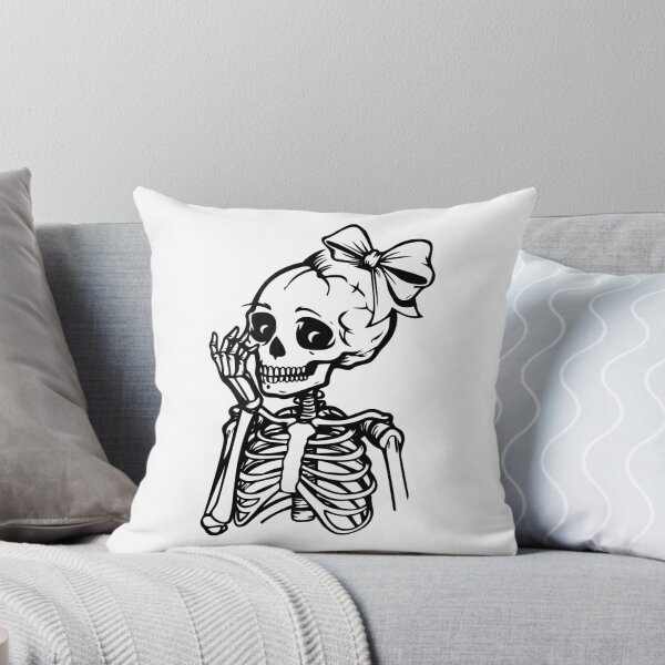 Item preview, Cute Sassy Skeleton with Bow | Girly Goth Halloween Line Art designed and sold by inkoutninja.