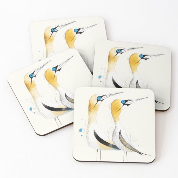 Item preview, Minimalist Gannet New Zealand Bird Art with Gold and Blue Details designed and sold by dawnleblanc55.