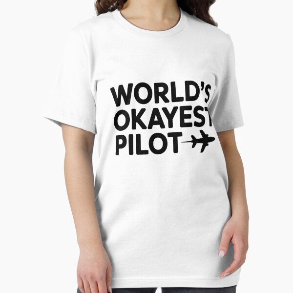 Item preview, World’s World’s Okayest Pilot Shirt, Humorous Flying Tee for Airplane Lovers Crew T-Shirt  designed and sold by podlook.
