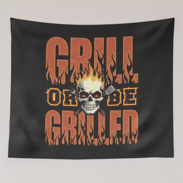 Item preview, Grill or Be Grilled Fiery Skull Pitmaster Quote designed and sold by CRHPOD20.