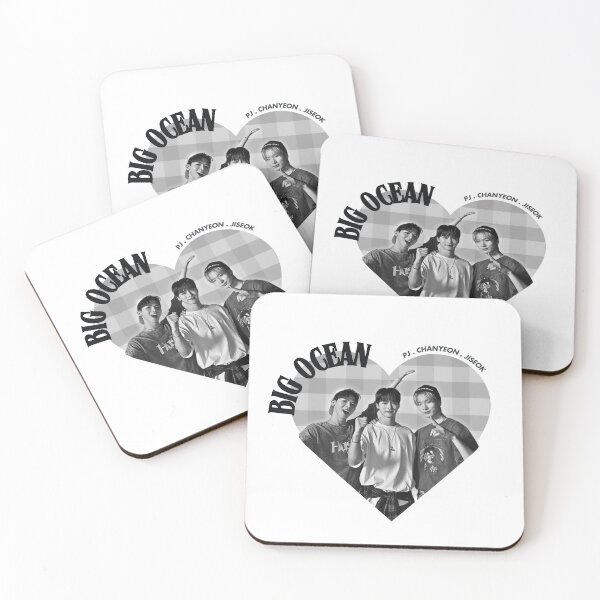 Item preview, Big Ocean Members Kpop Group Heart Black and White Collage Design designed and sold by HELL0WBELLO.