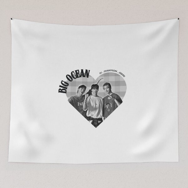 Item preview, Big Ocean Members Kpop Group Heart Black and White Collage Design designed and sold by HELL0WBELLO.