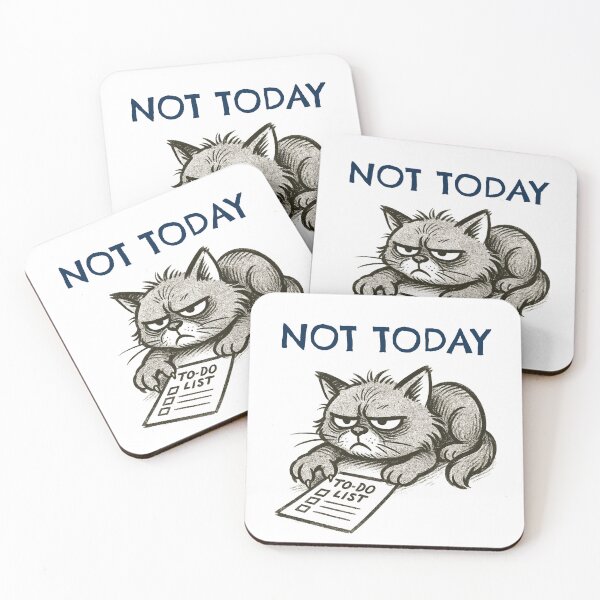 Item preview, Grumpy Cat Funny To-do List Not Today - Minimalist Animal Art designed and sold by BeaverFriends.