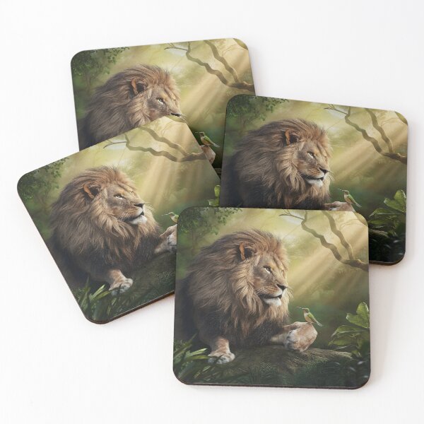 Item preview,   Majestic Lion in Lush Forest with Hummingbird Harmony designed and sold by AnimalAirtistry.