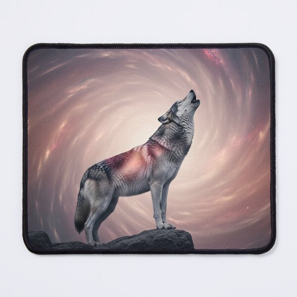 Item preview, Majestic Wolf Howling Against Cosmic Nebula Backdrop designed and sold by AnimalAirtistry.