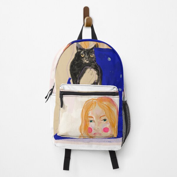 Item preview, woman and black cat designed and sold by lapukiprints.