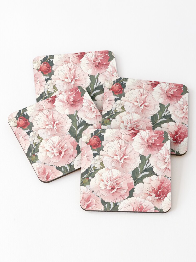 Thumbnail 1 of 5, Coasters (Set of 4), Carnations designed and sold by CoolPixels.