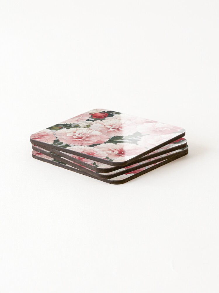 Thumbnail 4 of 5, Coasters (Set of 4), Carnations designed and sold by CoolPixels.