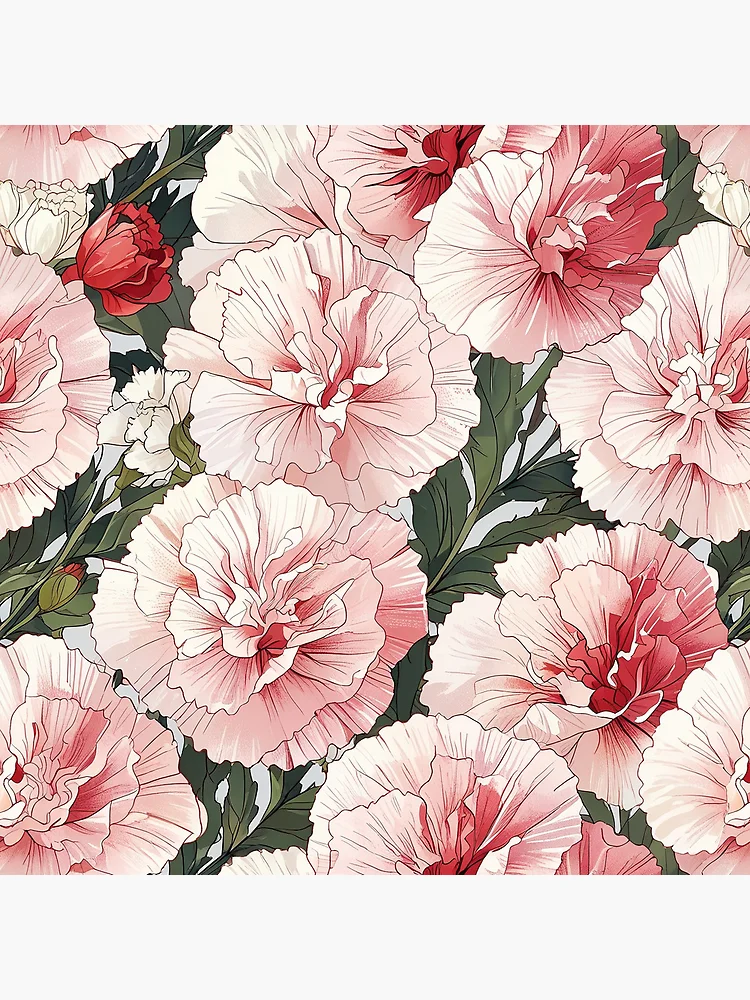 Thumbnail 4 of 4, Clock, Carnations designed and sold by CoolPixels.
