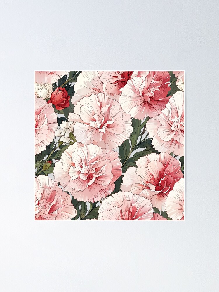Thumbnail 1 of 3, Poster, Carnations designed and sold by CoolPixels.