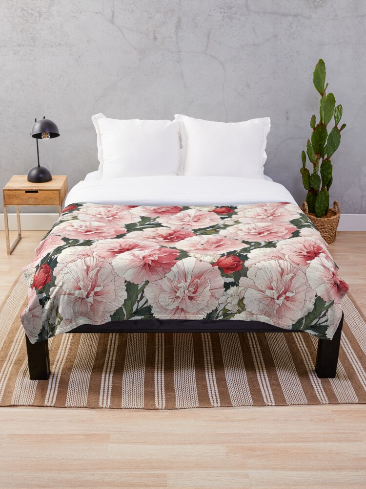Thumbnail 1 of 6, Throw Blanket, Carnations designed and sold by CoolPixels.