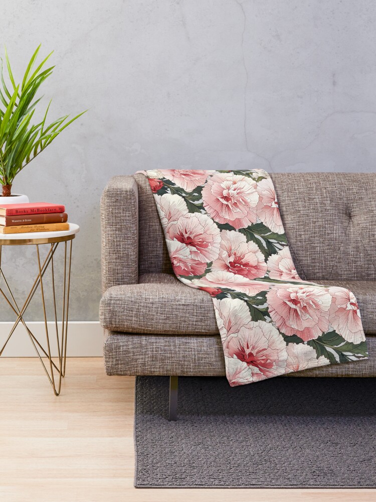 Thumbnail 2 of 6, Throw Blanket, Carnations designed and sold by CoolPixels.